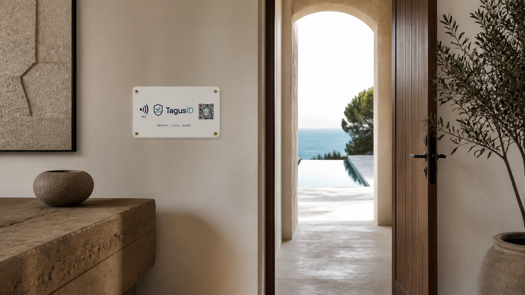 Premium property entrance with a TagusID identity plaque